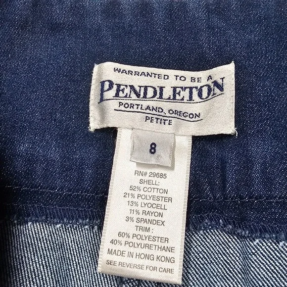 Vintage Pendleton Blue Denim Flare Jeans Faux Leather Trim Md-Rise Women's 8 - Picture 5 of 12